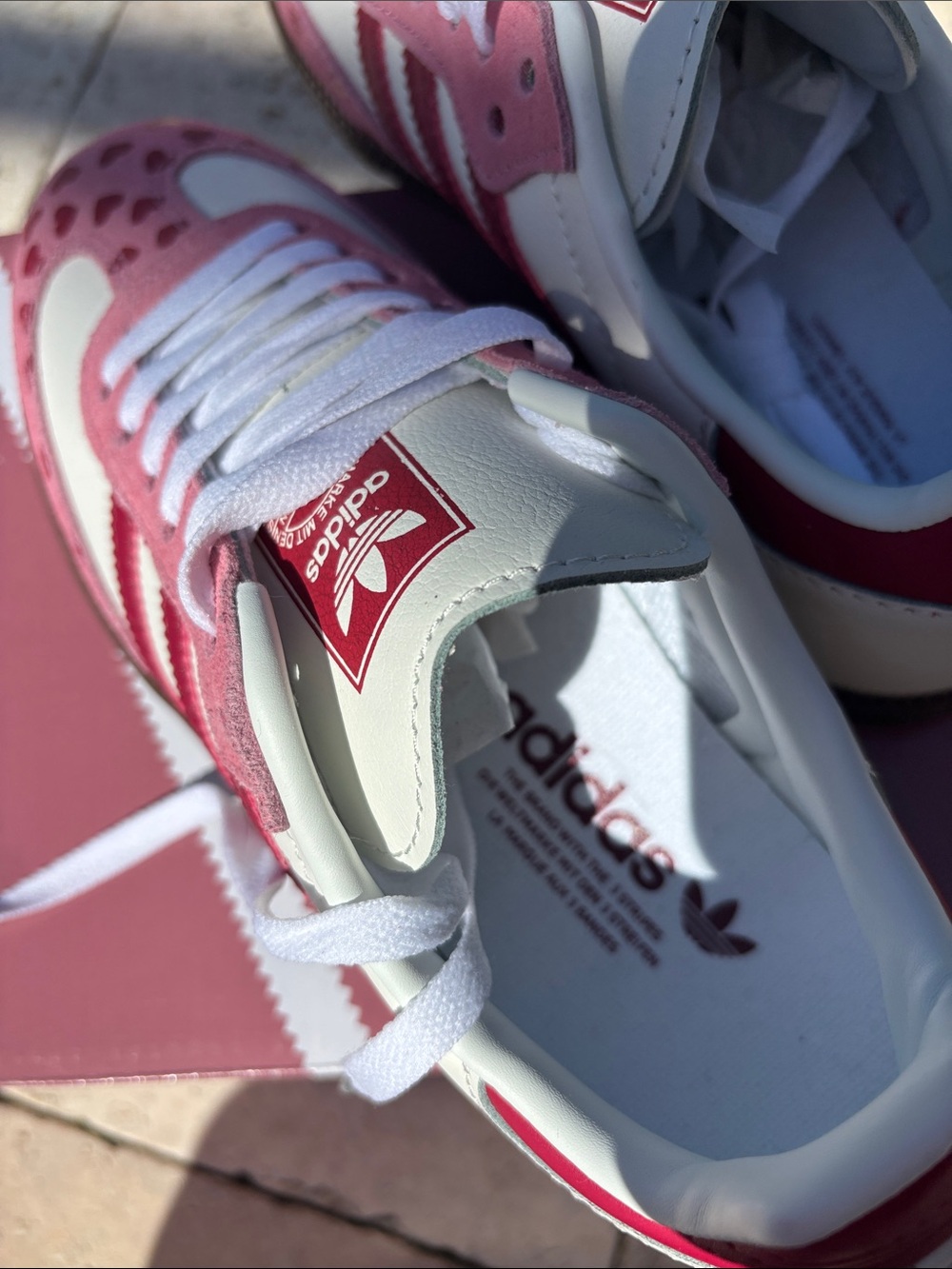 Adidas Samba White and Pink Heart-Print Sneakers COMME des GARÇONS collab 6.5 - Picture 8 of 12